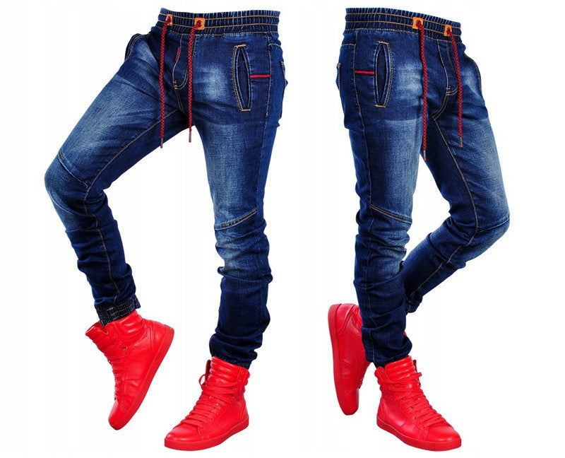 New Elastic Waist Men's Jeans - European and American Style